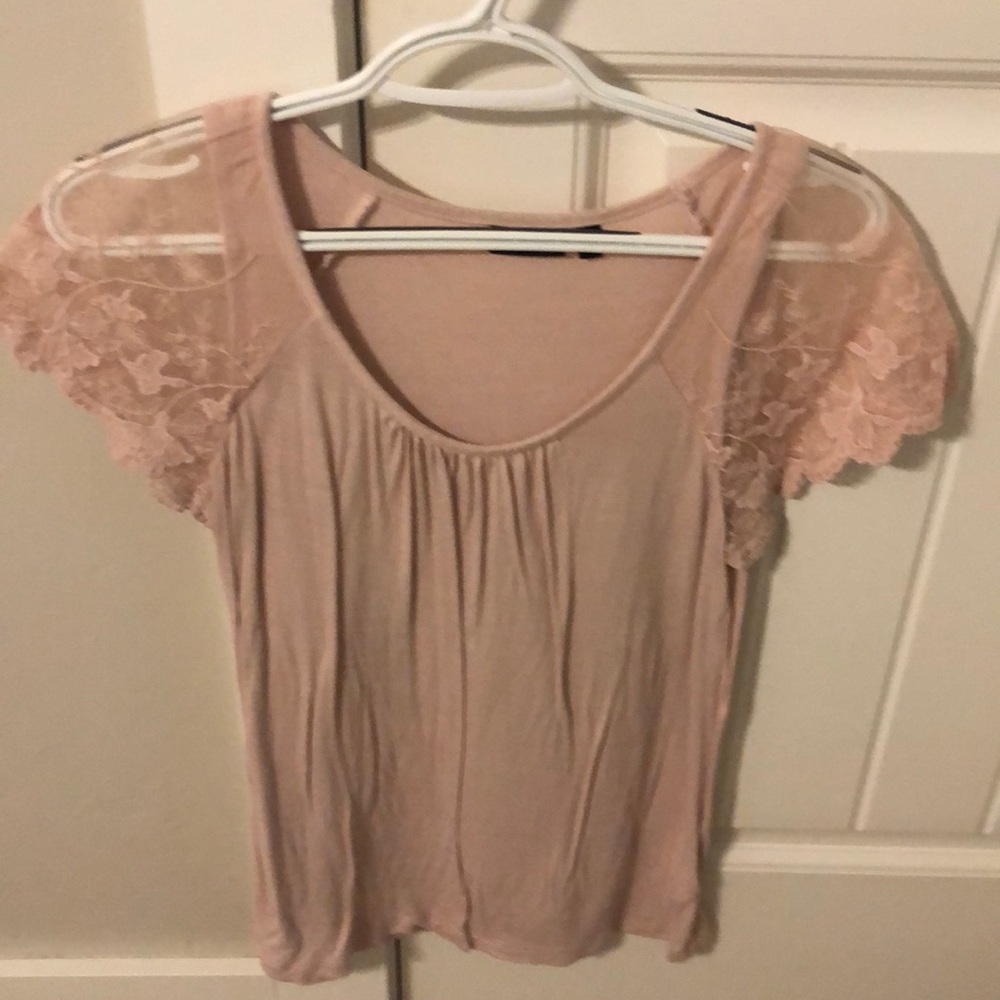 Sheer sleeve pink blouse
